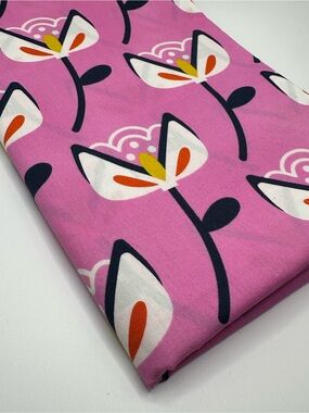Pink Floral Cotton Fabric for Sewing & Crafts